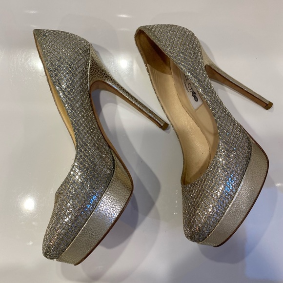 Jimmy choo authentic gold/silver pumps/ heels size 37 1/2 - Picture 4 of 9